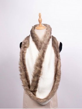 Faux Fur Trim Loop Scarf